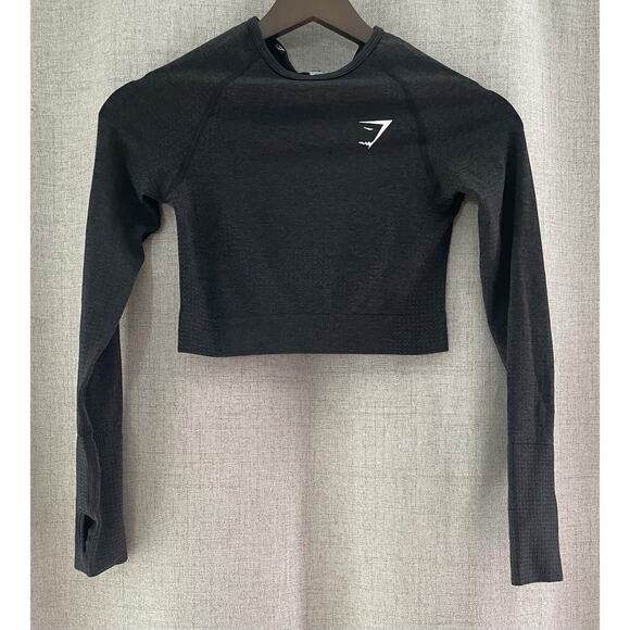 Gymshark Vital Seamless 2.0 Long Sleeve Crop Top Gray Size XSmall - Picture 1 of 4